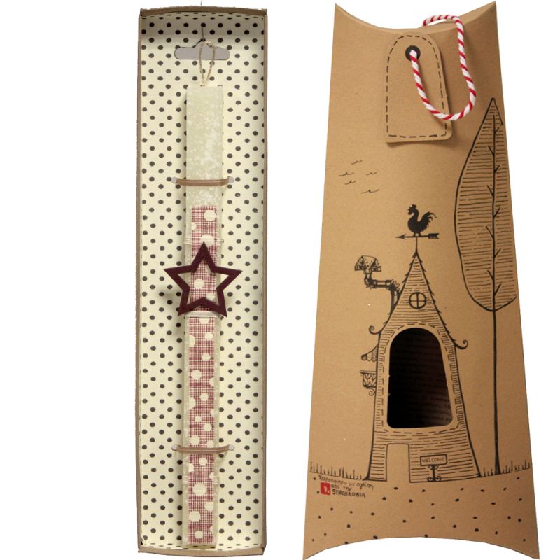 Easter Candle Little outline star - Grey