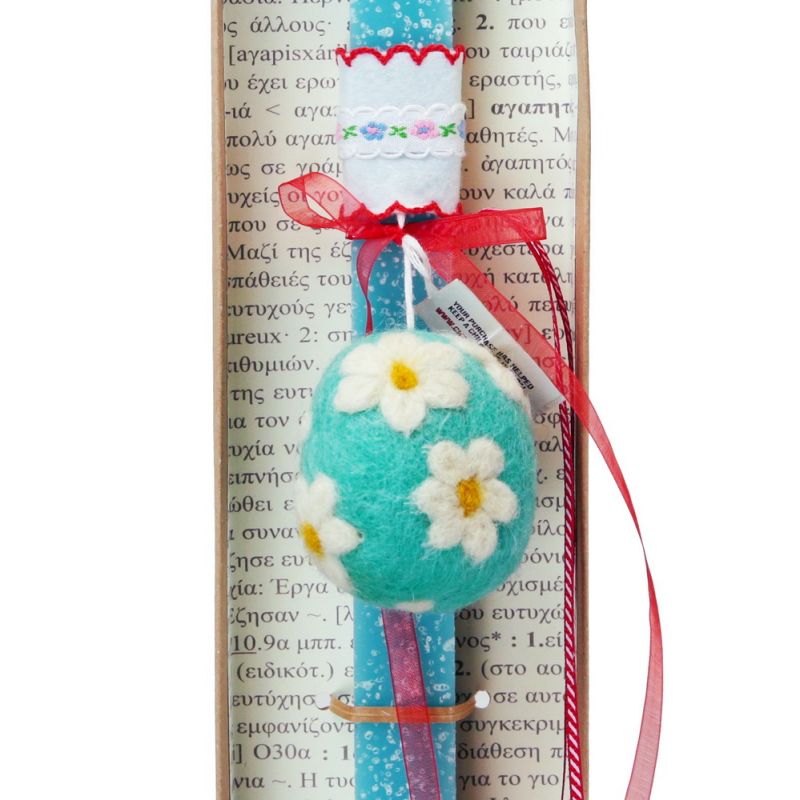 Easter Candle Felt egg decoration flower design