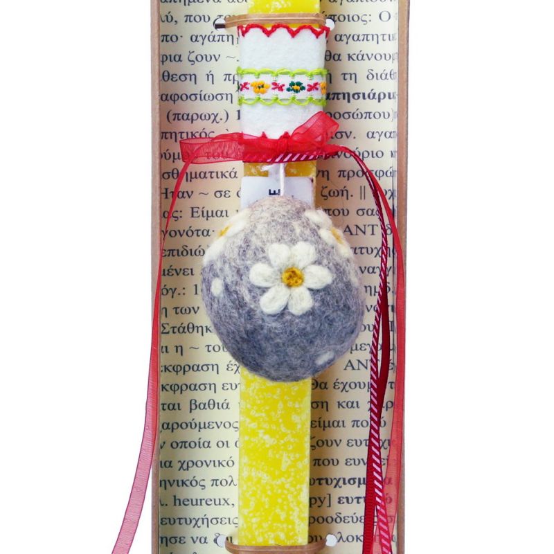 Easter Candle Felt egg decoration flower design