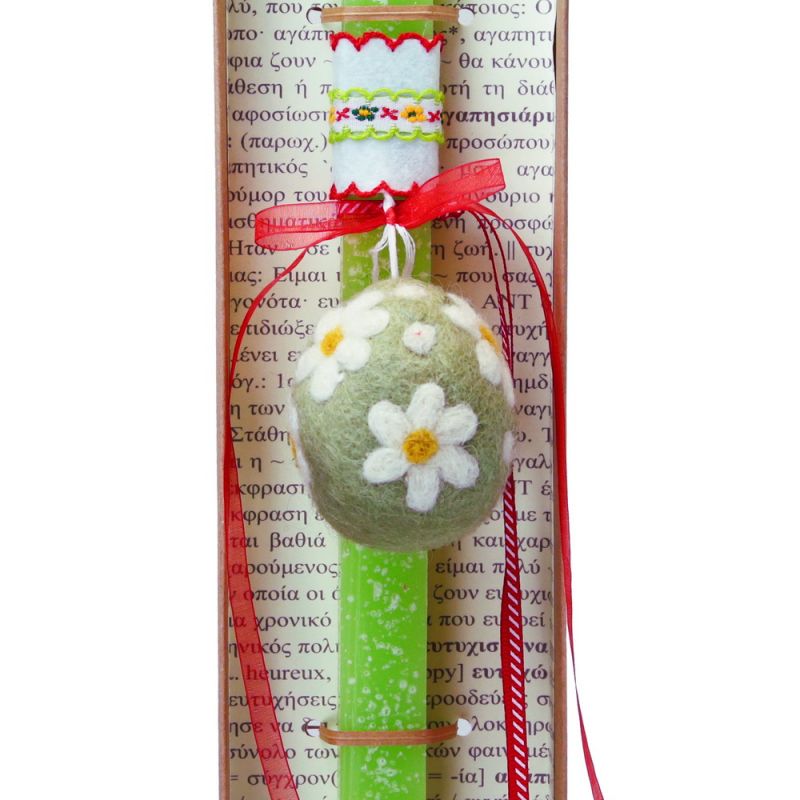 Easter Candle Felt egg decoration flower design