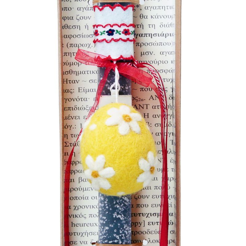 Easter Candle Felt egg decoration flower design