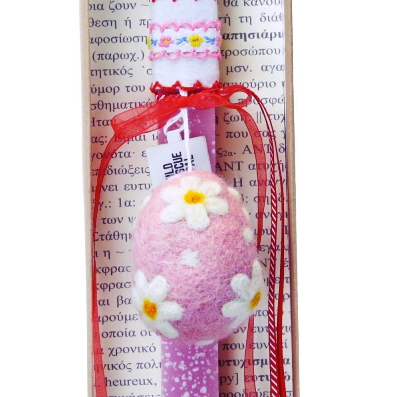 Easter Candle Felt egg decoration flower design