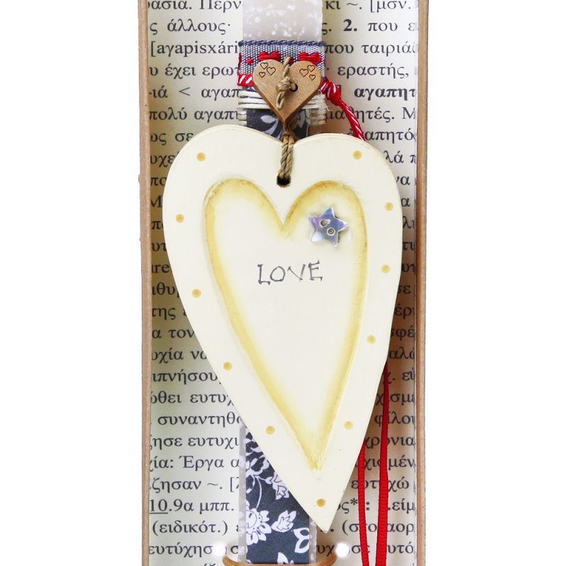 Easter Candle -Cream long heart-Love