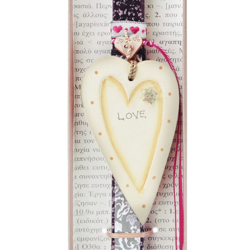 Easter Candle -Cream long heart-Love