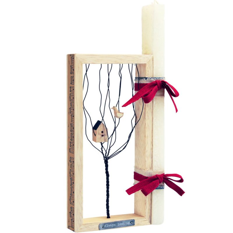 Easter Candle Wire tree frame-Bird & house/look up