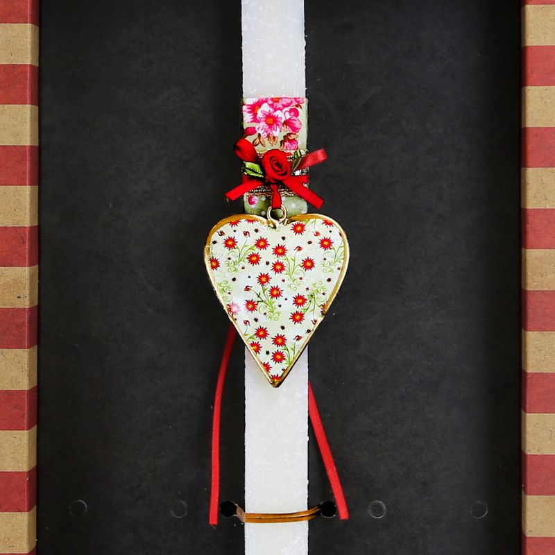 Easter Candle Small floral design hanging heart