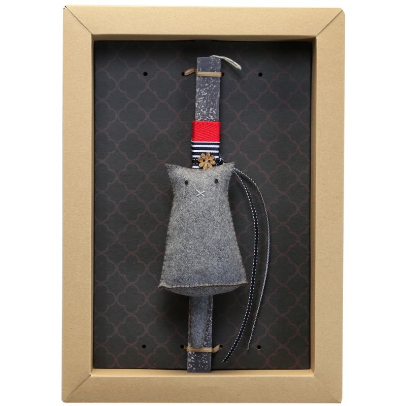 Easter Candle Felt standing grey cat-Gordon