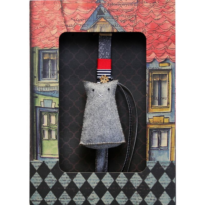 Easter Candle Felt standing grey cat-Gordon