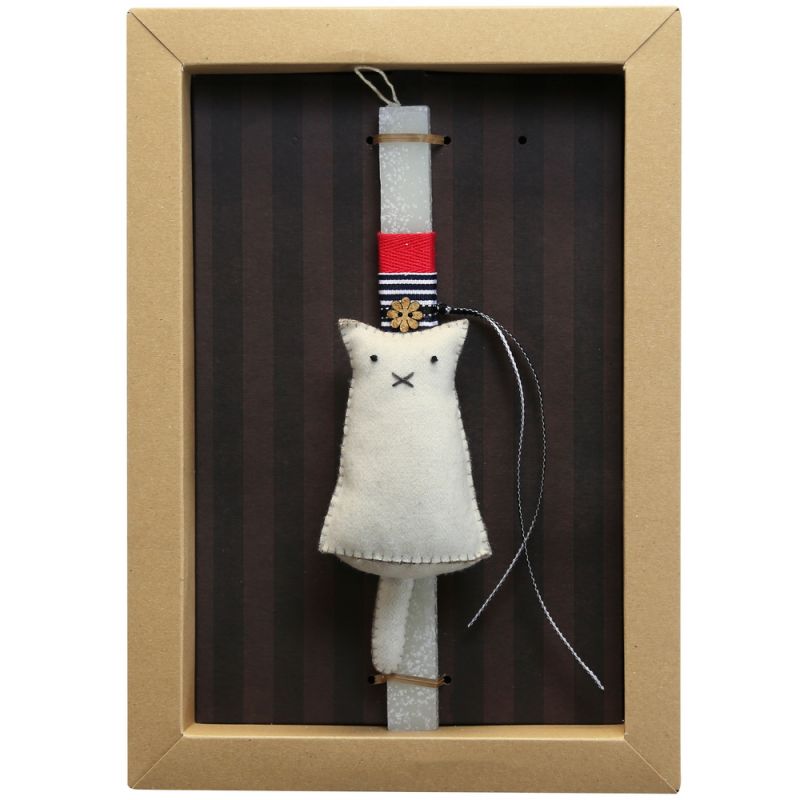 Easter Candle Felt standing cream cat-Helena