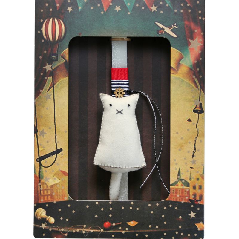 Easter Candle Felt standing cream cat-Helena