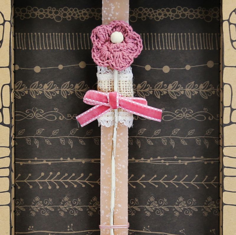 Easter Candle Crochet flower - Dark pink