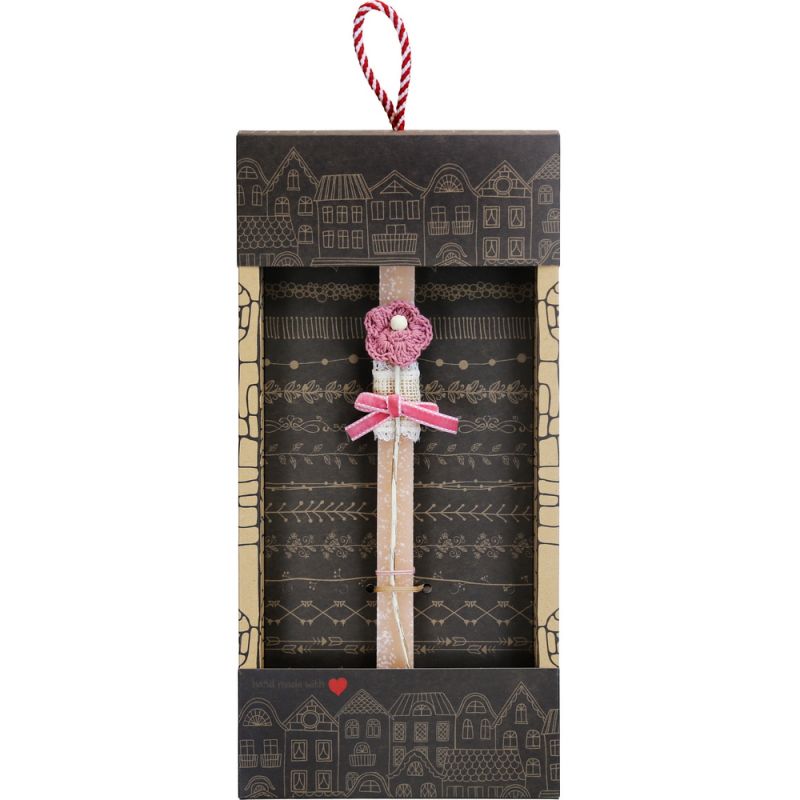 Easter Candle Crochet flower - Dark pink