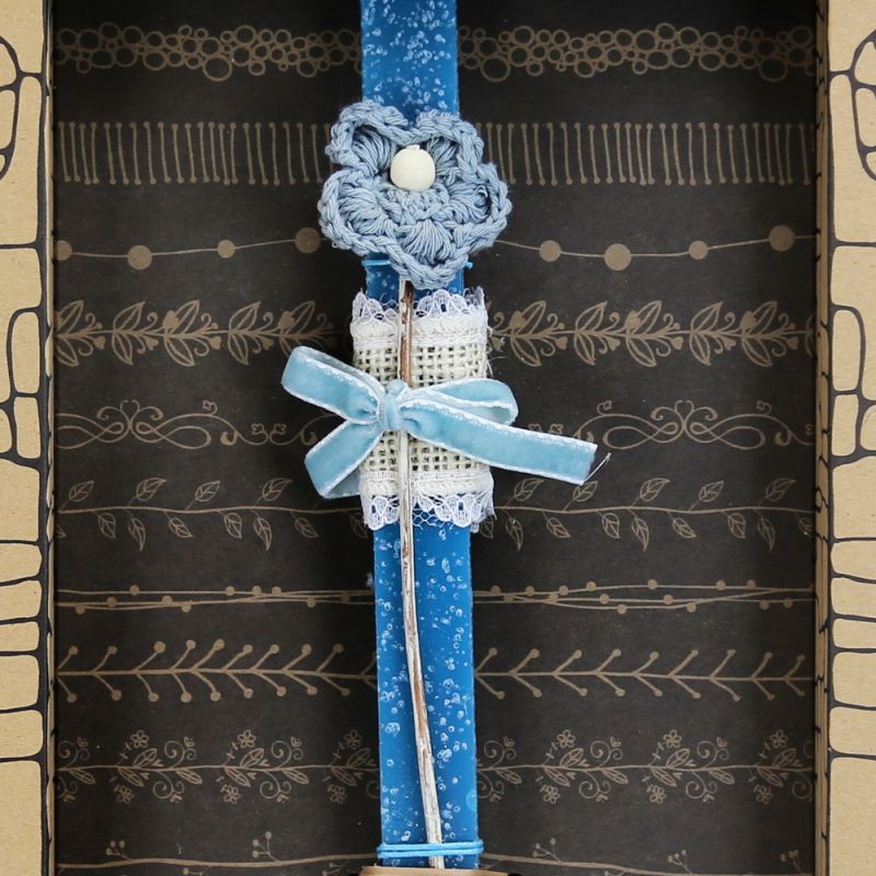 Easter Candle Crochet flower - Blue
