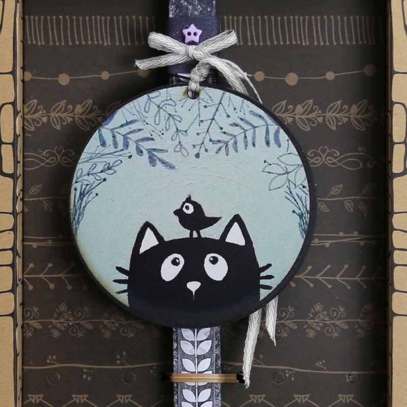 Easter Candle Cat and bird ornament
