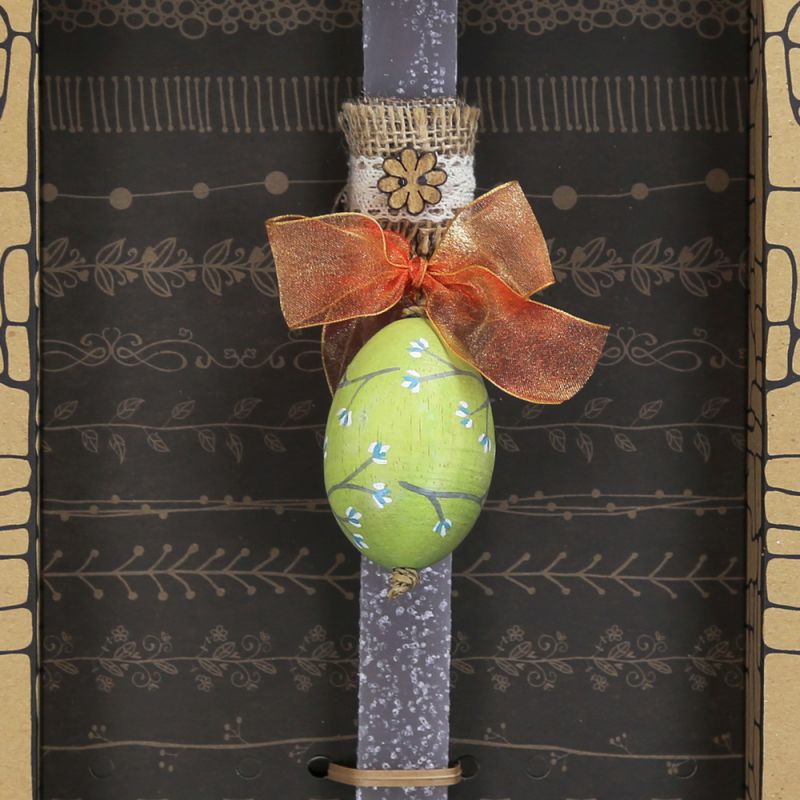 Easter Candle Blossom painted egg-Moss green