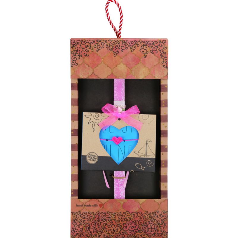 Λαμπάδα Bραχιόλι μακραμέ Καρδιά - Ροζ