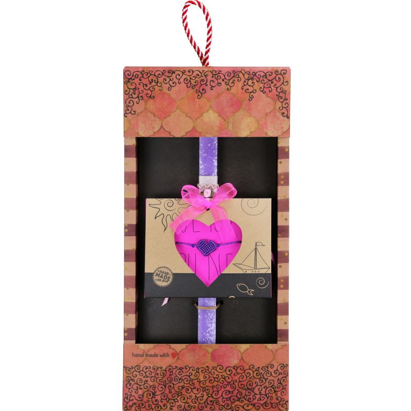 Λαμπάδα Bραχιόλι μακραμέ Καρδιά - Μωβ