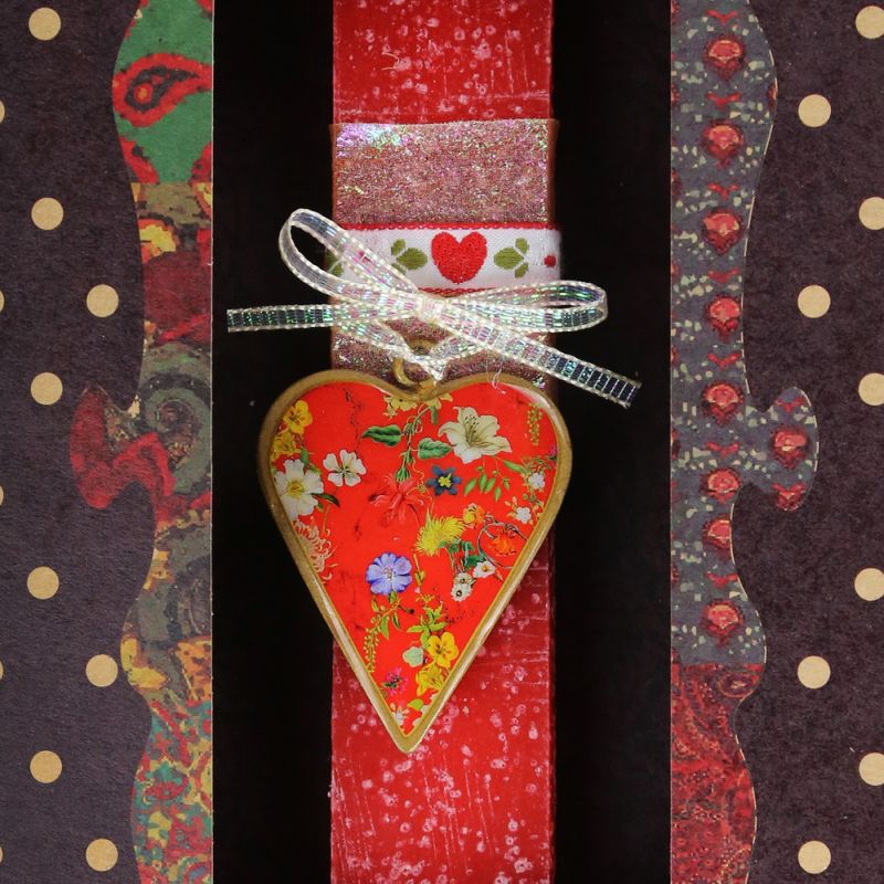 Λαμπάδα Καρδιά φλοράλ μικρή - κόκκινη