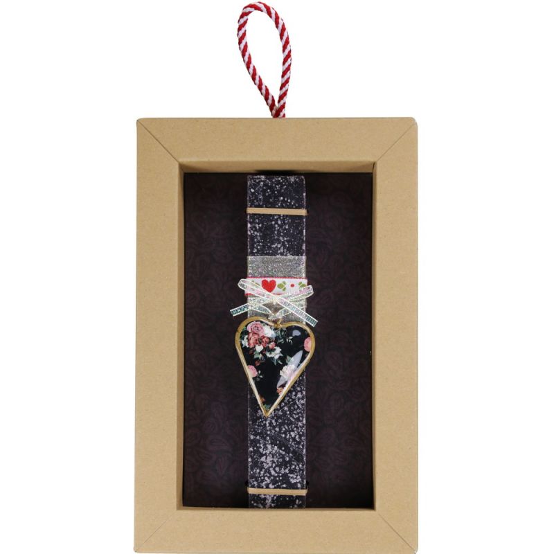 Λαμπάδα Καρδιά φλοράλ μικρή - μαύρη