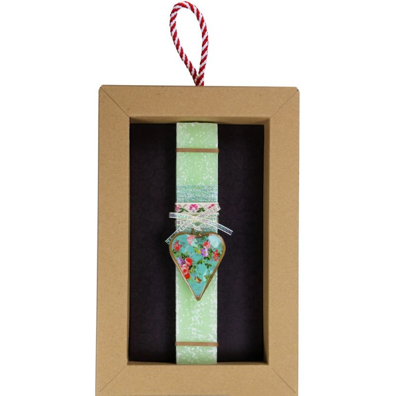 Λαμπάδα Καρδιά φλοράλ μικρή - βεραμάν