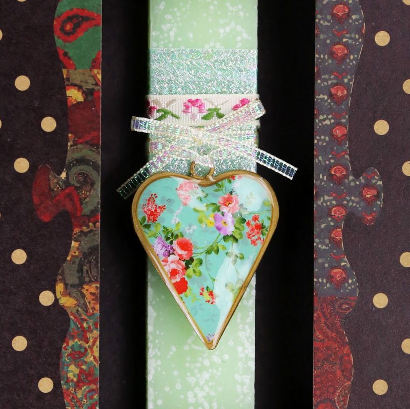 Λαμπάδα Καρδιά φλοράλ μικρή - βεραμάν