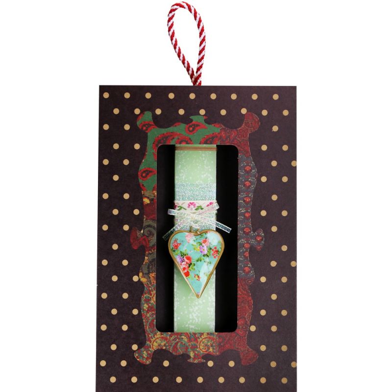 Λαμπάδα Καρδιά φλοράλ μικρή - βεραμάν