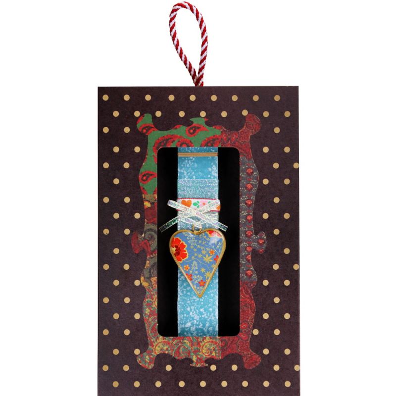 Λαμπάδα Καρδιά φλοράλ μικρή - πετρόλ