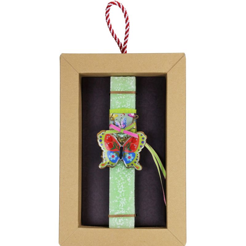 Λαμπάδα Πεταλούδα φλοράλ μικρή - πράσινο