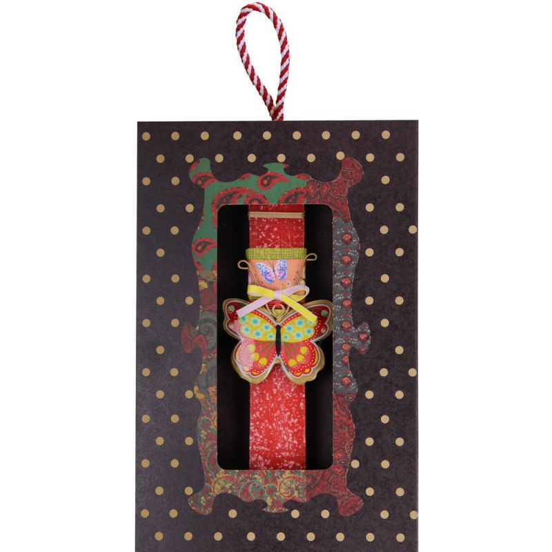 Λαμπάδα Πεταλούδα φλοράλ μικρή - κόκκινο