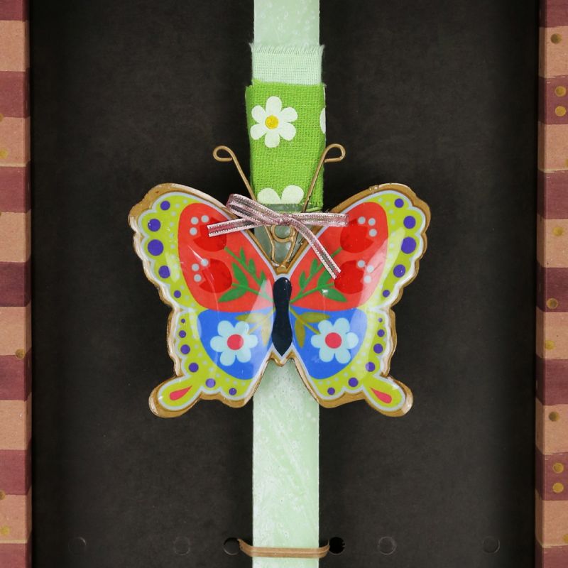 Λαμπάδα Πεταλούδα φλοράλ - Φούξια