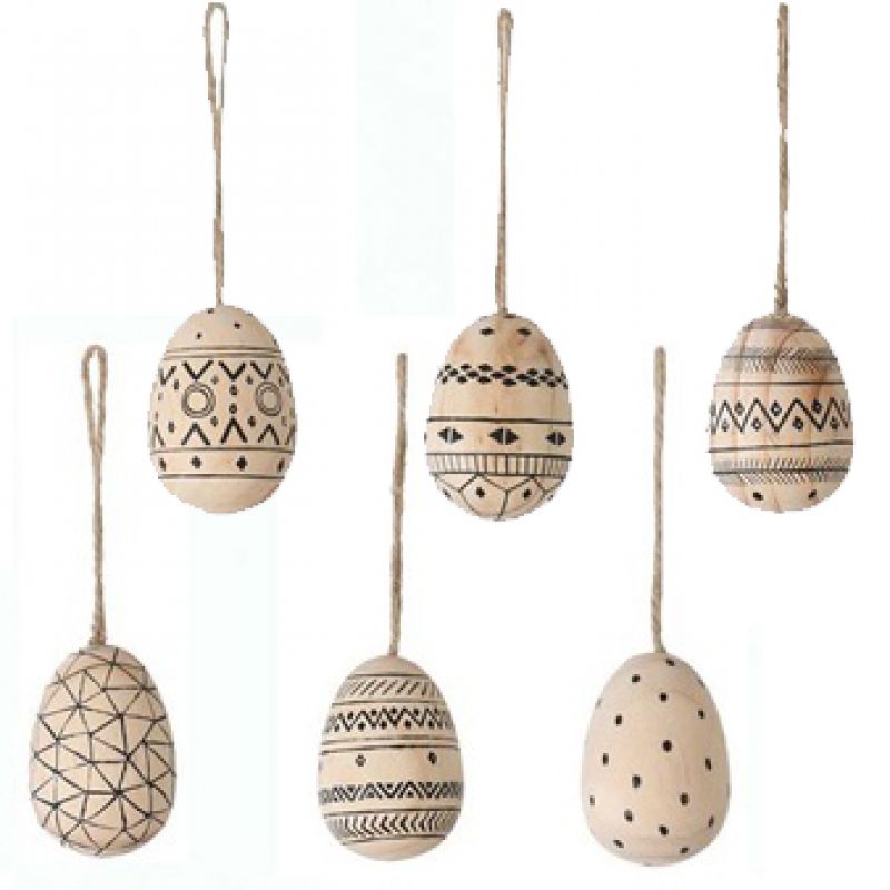 Hanging egg wood 8.1cm Natural/Black