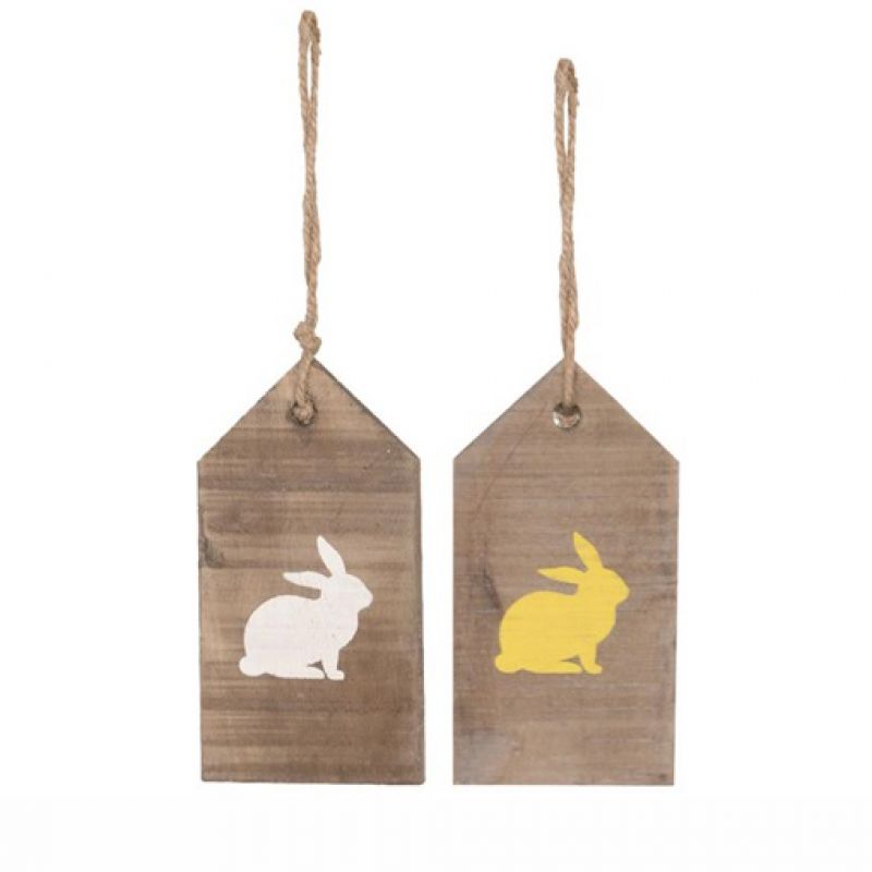 Label rabbit historic wood 15cm