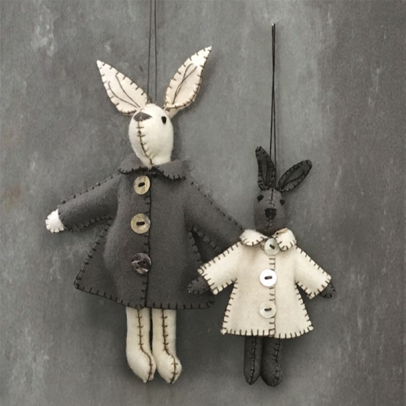 White rabbit with grey jacket-Emily