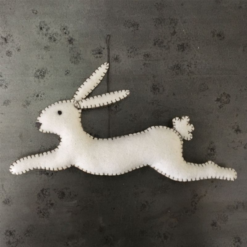White leaping rabbit-Annie