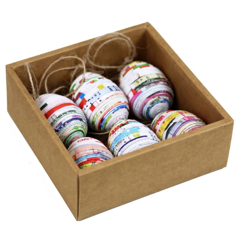 S6 of 3D eggs w. gift box - Multi colors 100% Recycled Paper