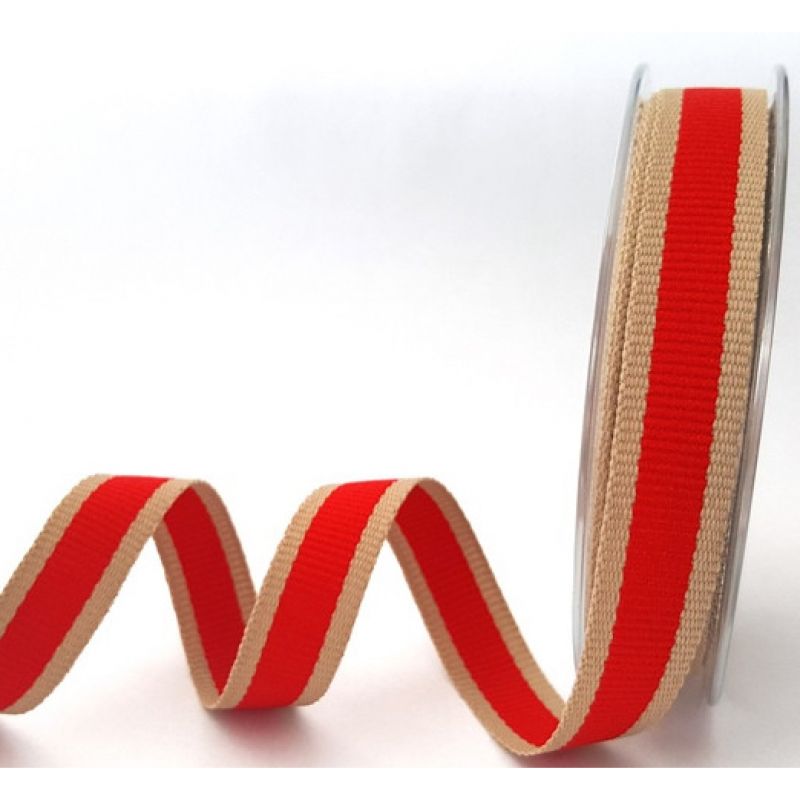 Red Oatmeal Stripe Ribbon x 20mtr