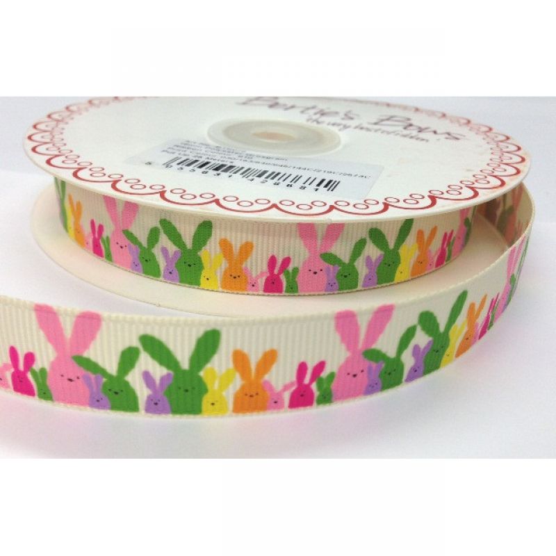 25 meter Easter Bunnies 16mm ivory ribbon