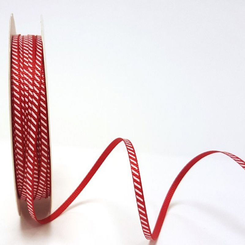 Candy Stripe 3mm Red Grosgrain Ribbon x 25mtr