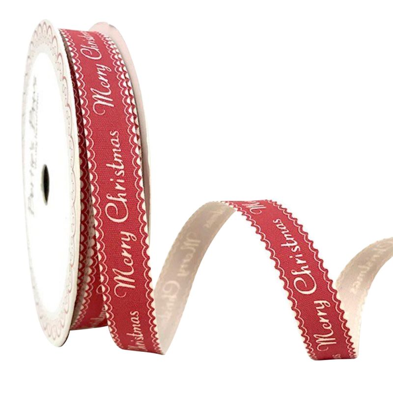 Κορδέλα 25μ. Merry Christmas κόκκινη 15χιλ.