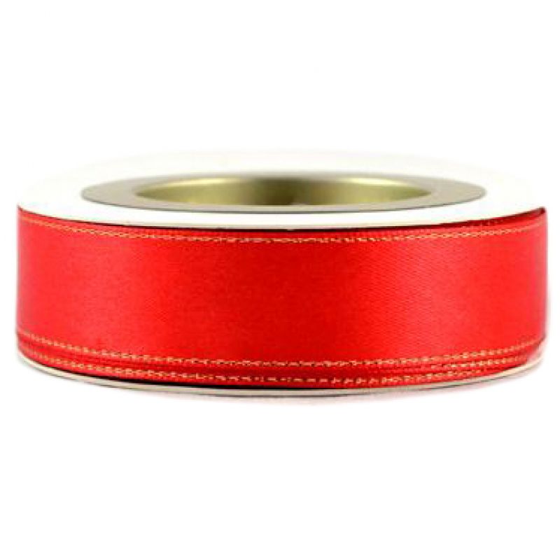 Κορδέλα 23μ. Σατέν METALIC FINISH 38χιλ. - κόκκινη