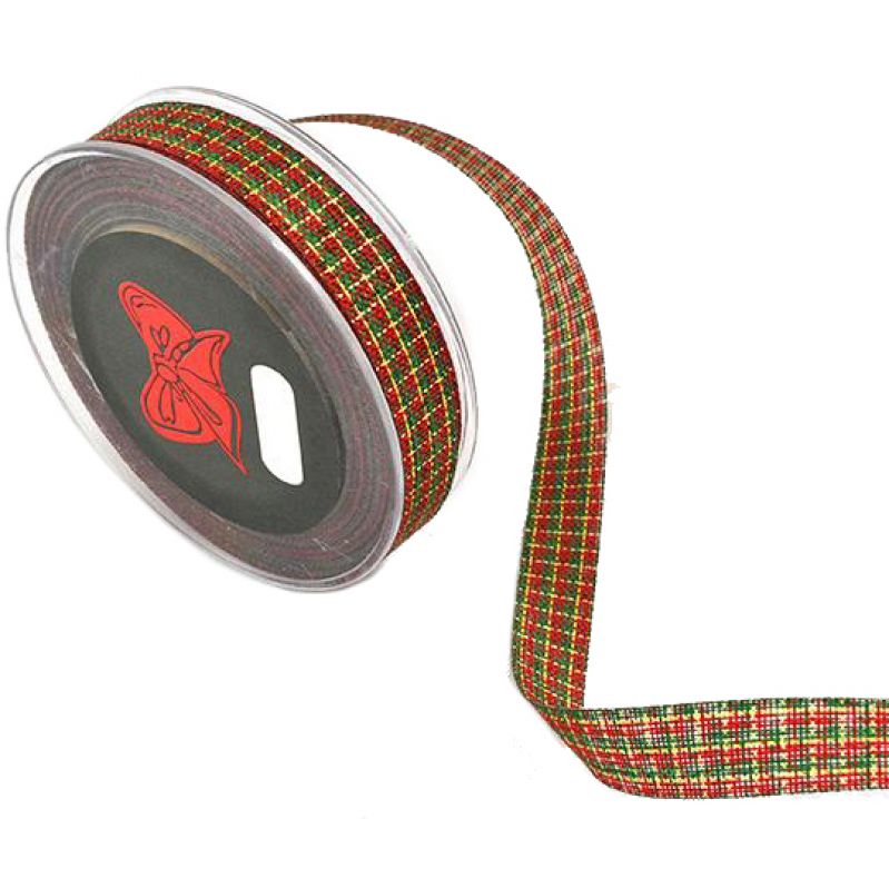 Κορδέλα 18μ. SCOTISH TARTAN 1,3εκ. - Κόκκινη-Λευκό