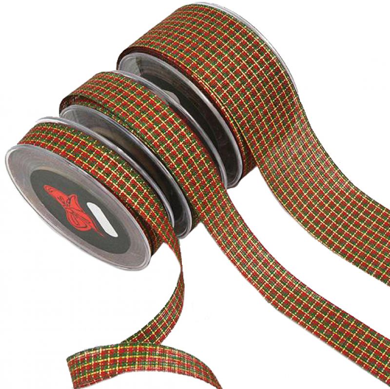 Κορδέλα 18μ. SCOTISH TARTAN 1,3εκ. - Κόκκινη-Λευκό