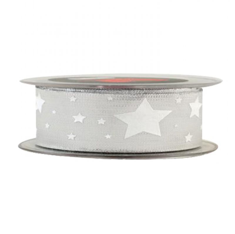 Κορδέλα 9μ. GLOSS LITTLE STAR 13χιλ.-ΑΣΗΜΙ-ΛΕΥΚΟ