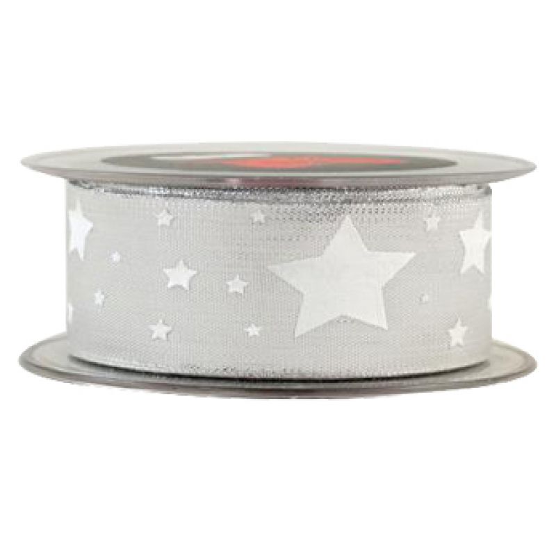 Κορδέλα 9μ. GLOSS LITTLE STAR 23χιλ.-ΑΣΗΜΙ-ΛΕΥΚΟ