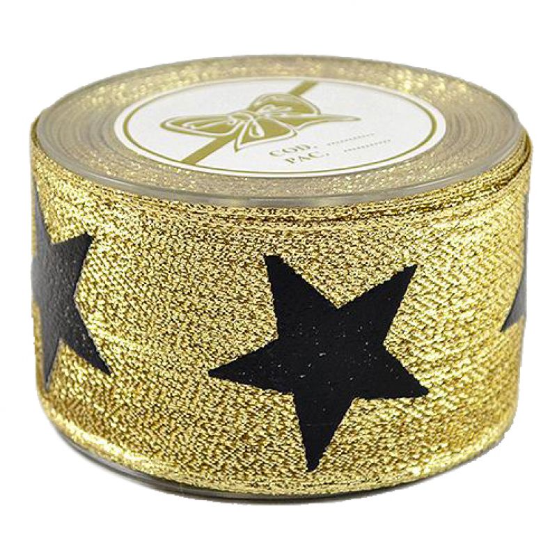 Κορδέλα 9μ. PALERMO METALLIC STAR 5εκ. - Μαύρη