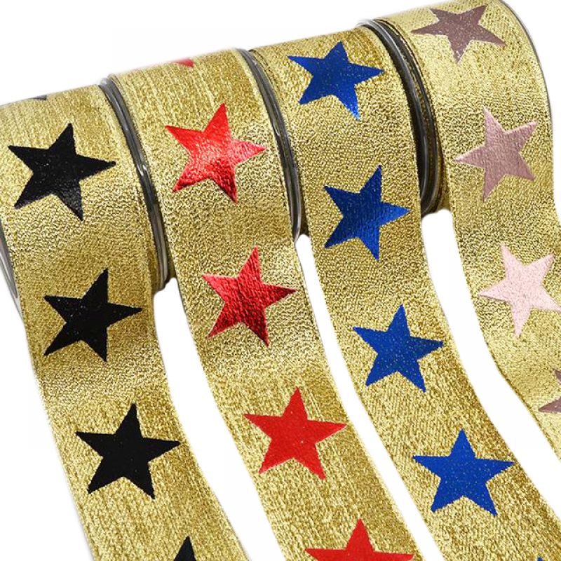 Κορδέλα 9μ. PALERMO METALLIC STAR 5εκ. - Μαύρη