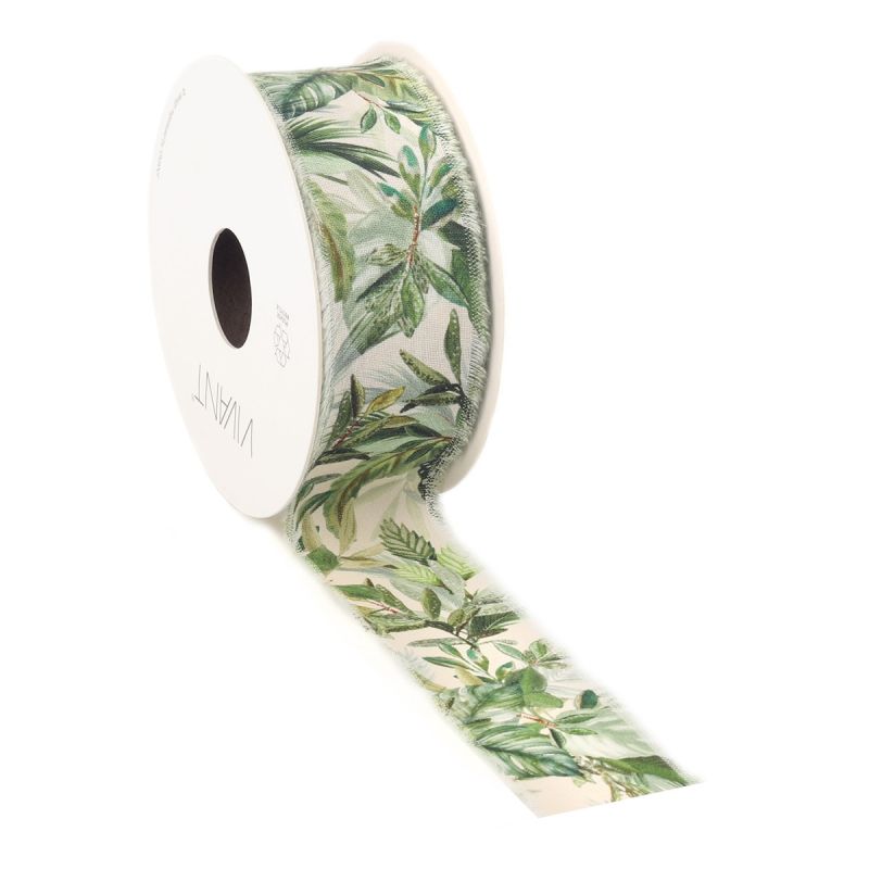 Κορδέλα 10μ. TROPICAL LEAVES 35χ.- Light Olive