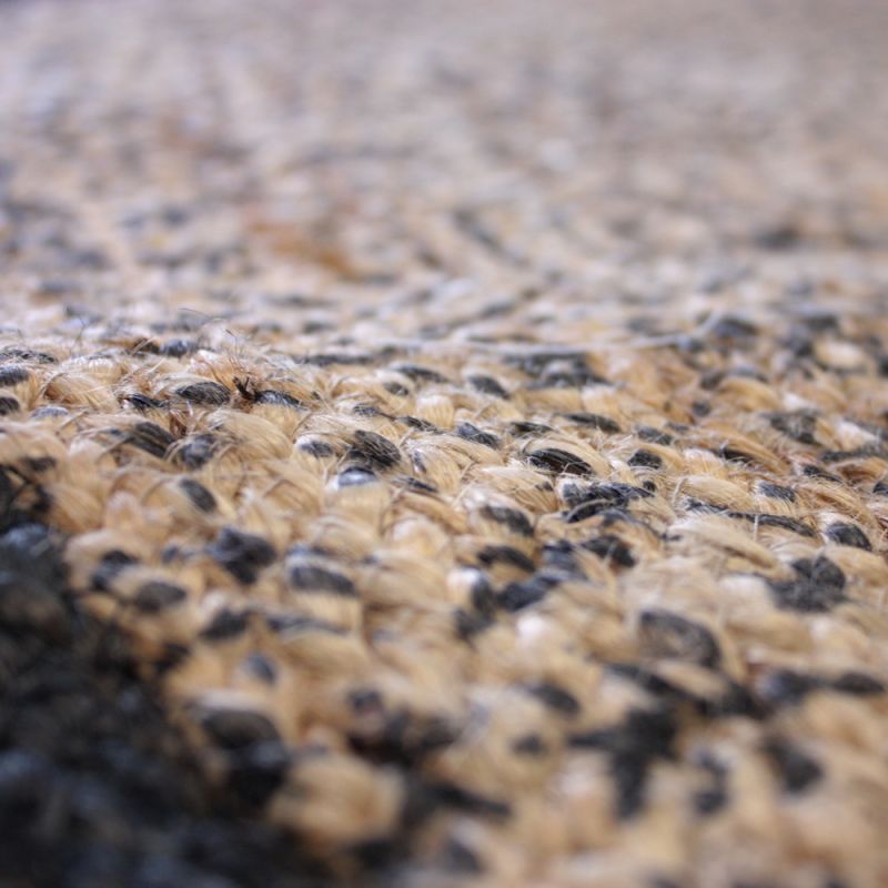 Ψάθινο στρογγυλό χαλί 120 εκ. Μαύρο Μπεζ