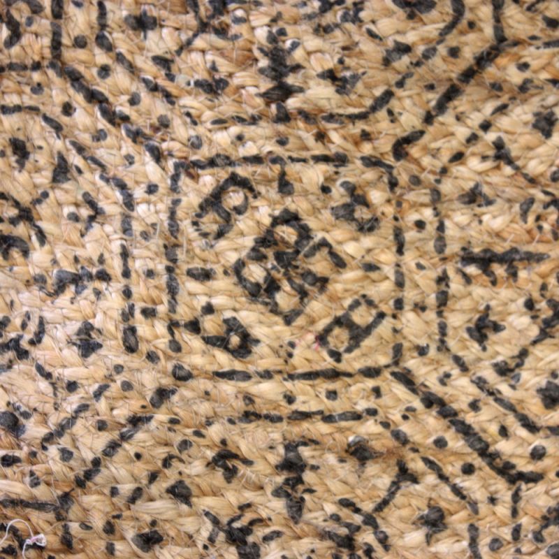 Ψάθινο στρογγυλό χαλί 120 εκ. Μαύρο Μπεζ