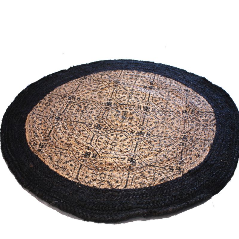 Round printed jute mat 90cm